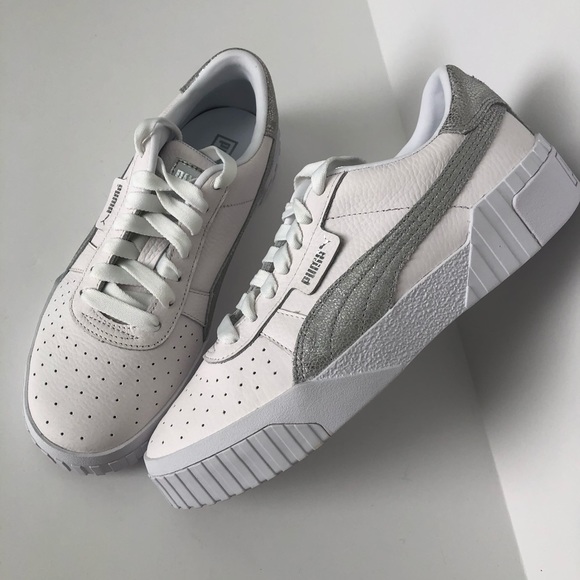 puma cali white silver